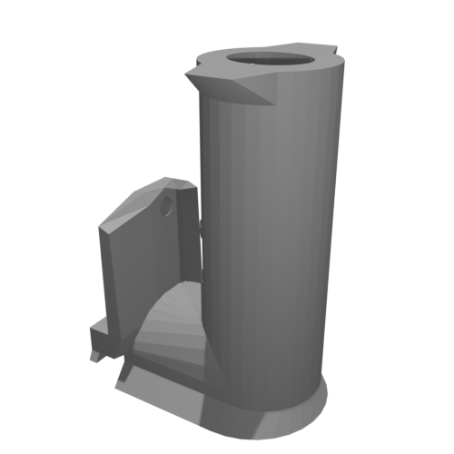 A render of the support, showing hollow space for the plug to be fitted.