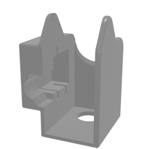 A render of the attachment, showing space for the servo and handle inside