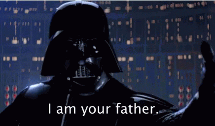 Darth Vader in the Death Star, captioned 'I am your father'