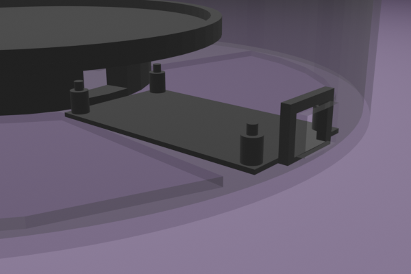 A four-pin mounting platform for an ESP32 at the rear of the enclosure base.